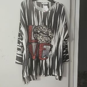 Women's Black and White Zebra Print Top
